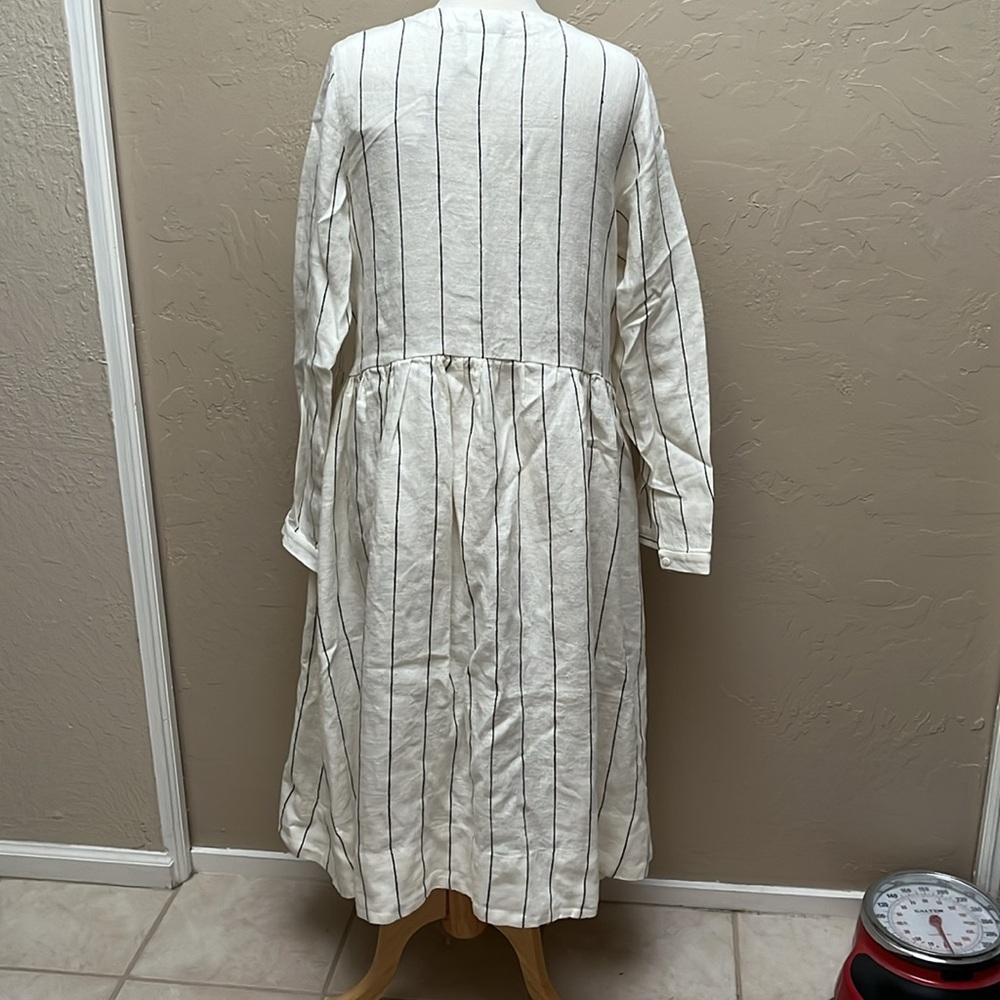 Sondeflor Son de Flor Linen Wrap Dress in Sonata Stripe, L - Picture 6 of 16